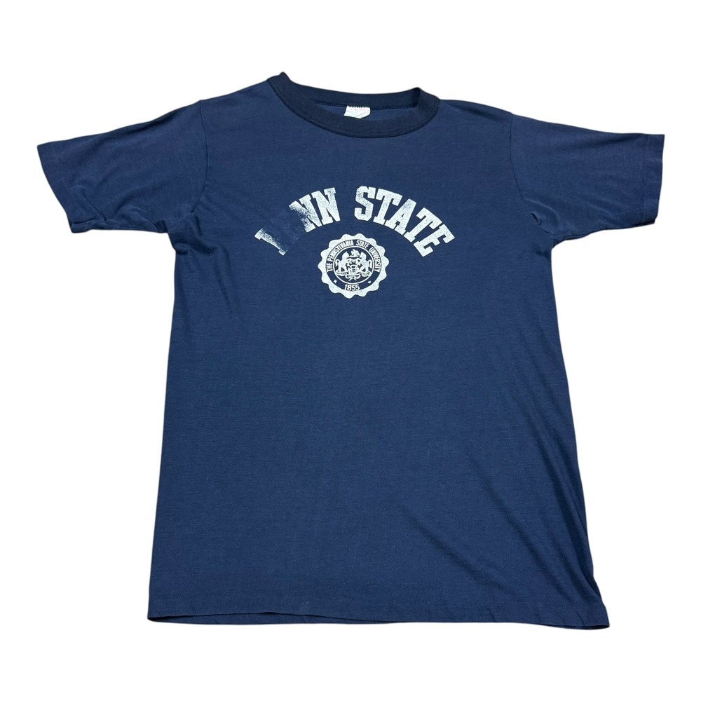 Vintage 70s 80s Penn State University Navy Faded Shirt Men's Large (Fits S/M)